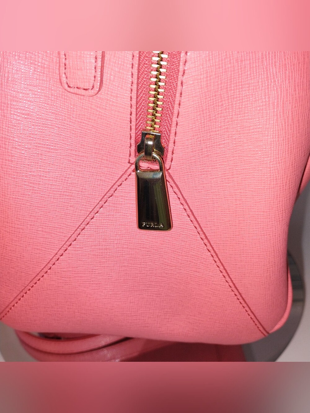 EUC Furla Boston Satchel Bag - Coral Pink GHW - Picture 6 of 15